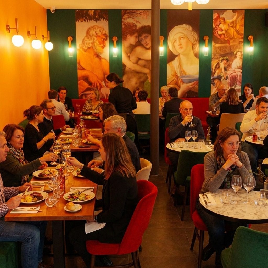 Décor Renaissance italienne de Melagodo, restaurant près de la Tour Eiffel à Paris 15e